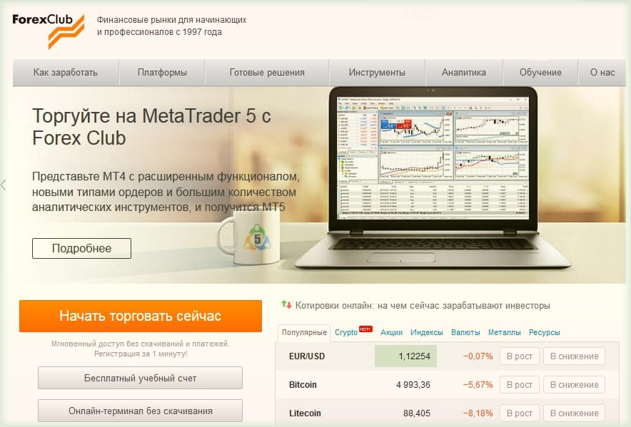торговля с Метатрейдер 5 типы счетов Форекс