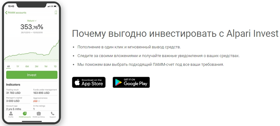 своевременные уведомления Выгода Alpari Invest