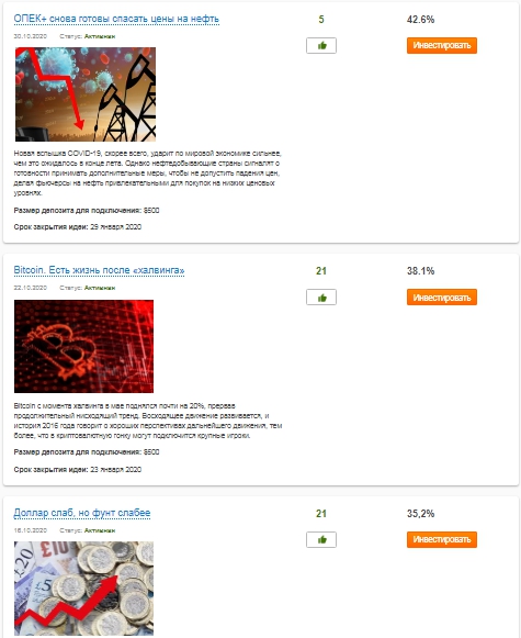 голосование Инвестиционные идеи у FxClub