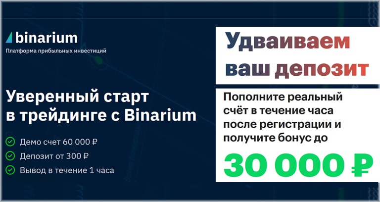 Бинарные опционы с депозитом и бонусом.