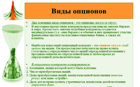 Виды опционов что такое и методы работы с колл и пут опционами
