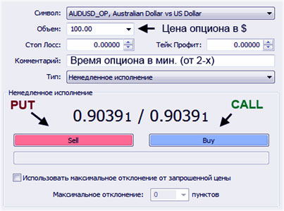 настраиваем опцион выход в позицию по Metatrader4 в опционах