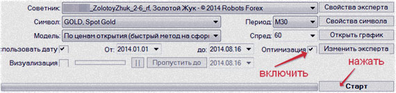 режим оптимизация подгоняем значения под MT4