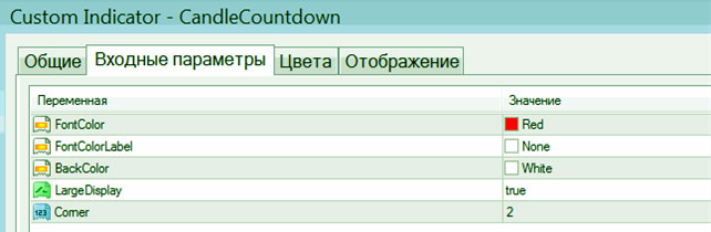 CandleCountdown частичные настройки