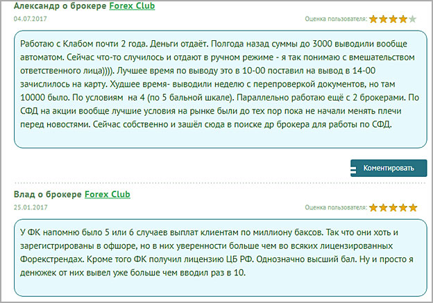 положительно отзываются отзываются о Форекс клубе