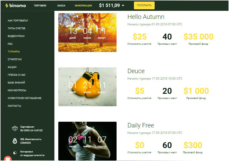 турниры Биномо cfd брокеры в россии