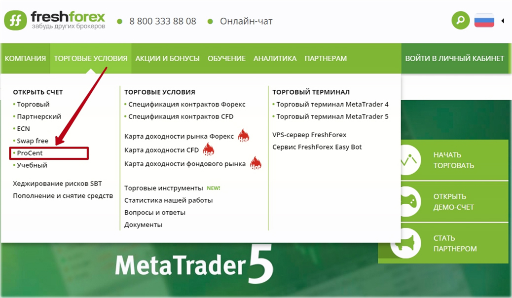 FreshForex торговля на лучших из центовых счетов в Форексе