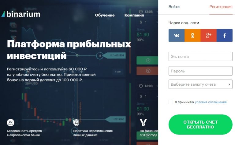 Торговля на Binarium, правильный выход в прибыль.