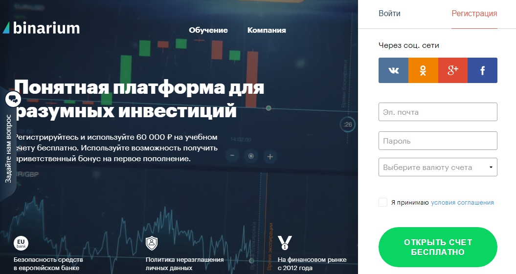 Надежный бинарный брокер Binarium.